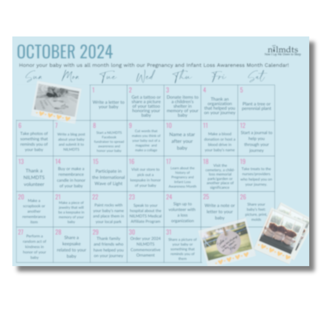 pregnancy and infant loss awareness month calendar